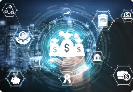 A person looking at a tablet with financial data on the screen