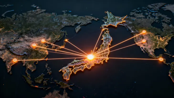 Architecture diagram of a dedicated server in Japan with low-latency connections to APAC and North America.