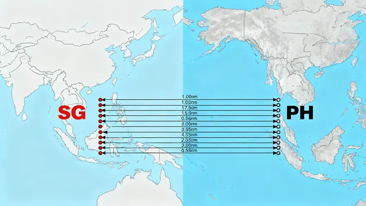 Network map comparing Singapore vs Manila routing paths